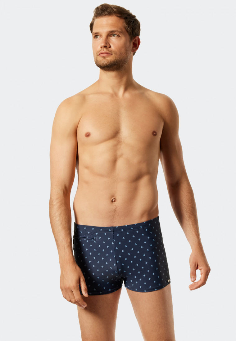 Pantaloncini da bagno con tasca dotata di cerniera e motivo di colore blu ammiraglio - Aqua