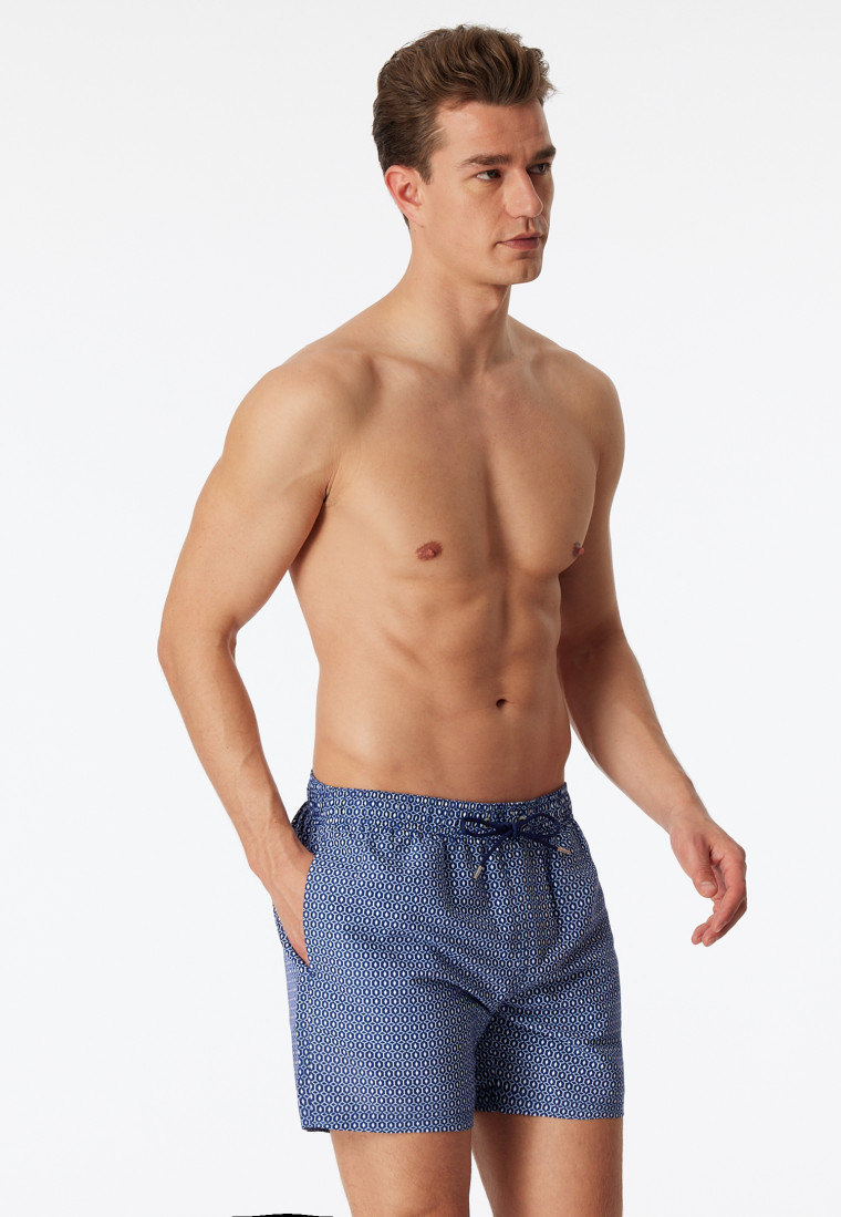 Zwemshort stof gedessineerd marine - Classic Swim