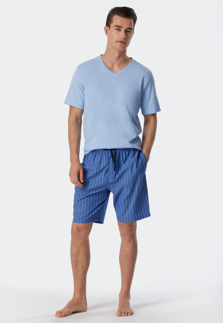 Bermuda shorts woven fabric organic cotton stripes aqua - Mix & Relax