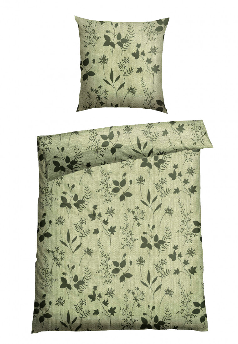 Bedlinnen 2-delig groen met bloemenpatroon - Satin