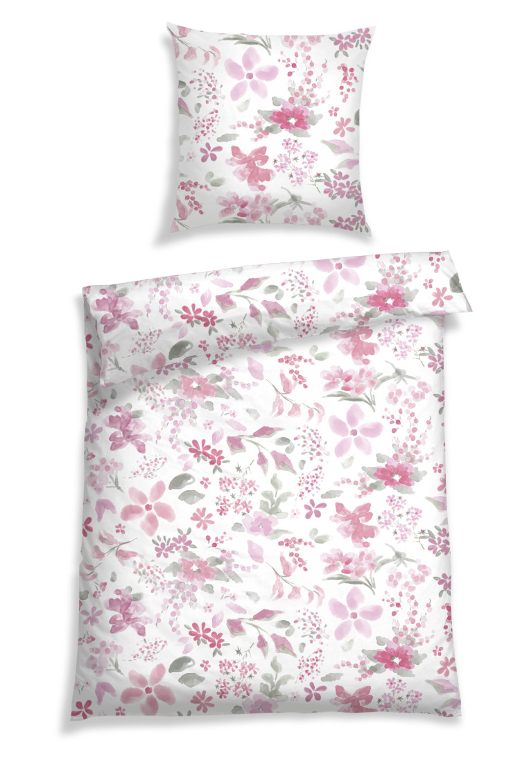 Bettwäsche 2-teilig Renforcé Blumen rosé - SCHIESSER Home