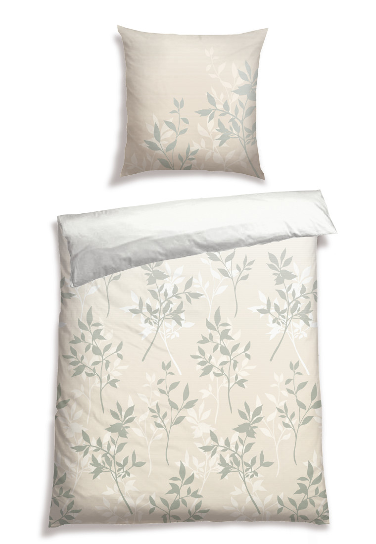 Bed linen 2-piece satin plant print patterned - SCHIESSER Home