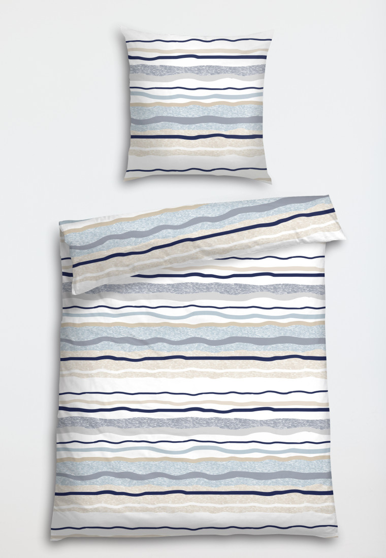 Bed linen 2-piece satin stripes navy patterned - SCHIESSER Home