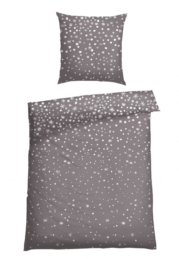 Bed linen 2-piece stars anthracite patterned - Feinbiber