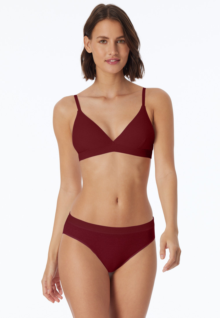 Bra wire-free double rib organic cotton removable pads terracotta - Pure Rib