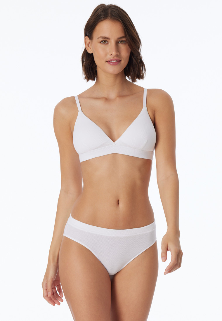 Soutien-gorge sans armature côtelé coton bio coussinets amovibles blanc - Pure Rib