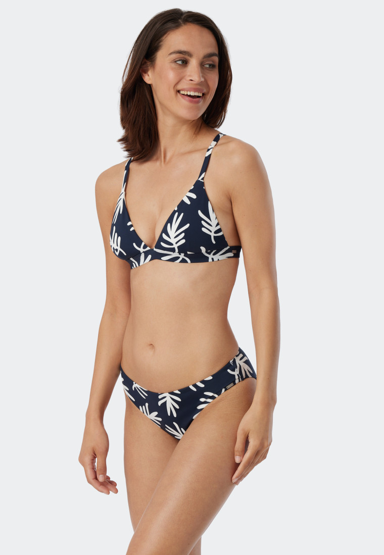 Bikini-triangeltop met uitneembare cups verstelbare bandjes koraal donkerblauw patroon - Mix & Match Coral Life