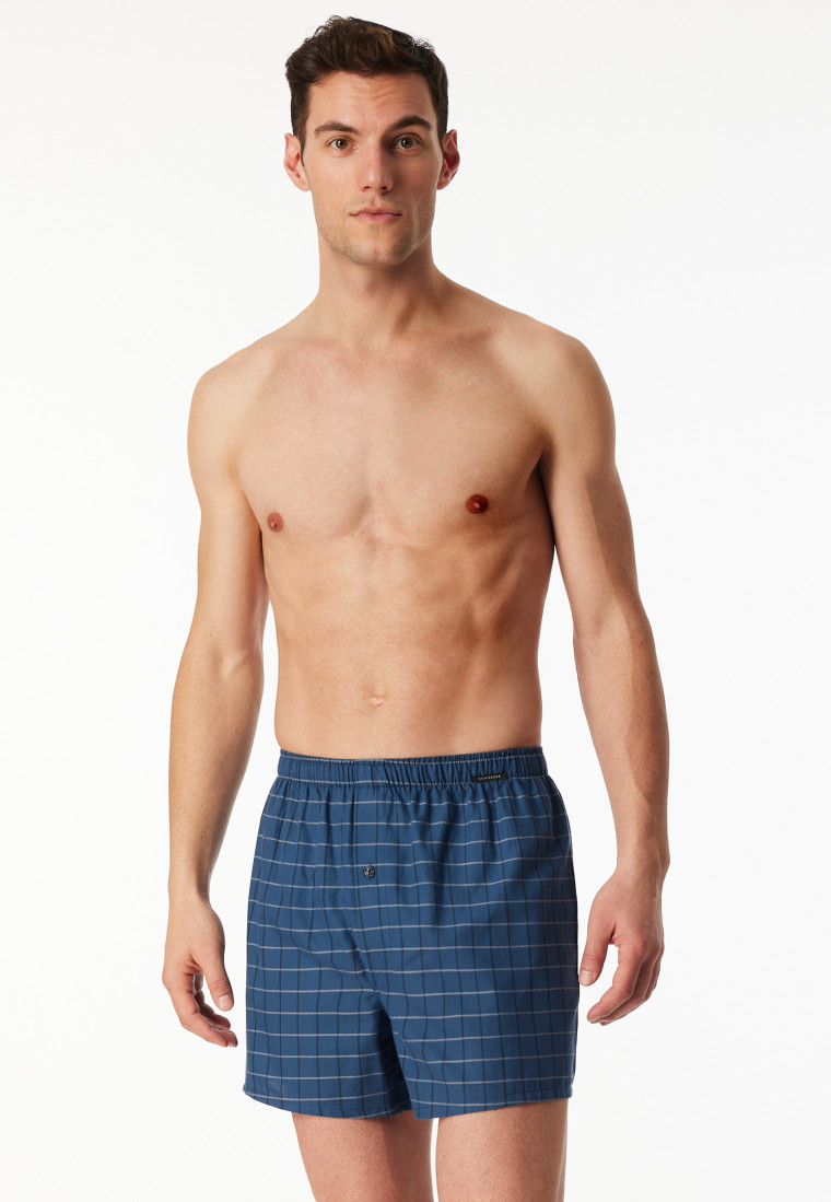 Boxershorts 2er-Pack Webware Karo blau - Boxershorts Multipack