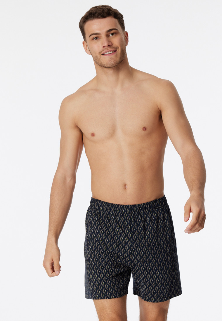 Boxer shorts brown-grey patterned - Fine Interlock