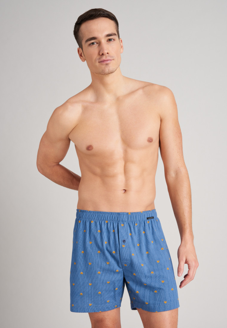 Boxershorts Jersey 2er-Pack Hüte gestreift dunkelblau/mittelbraun - Fun Prints