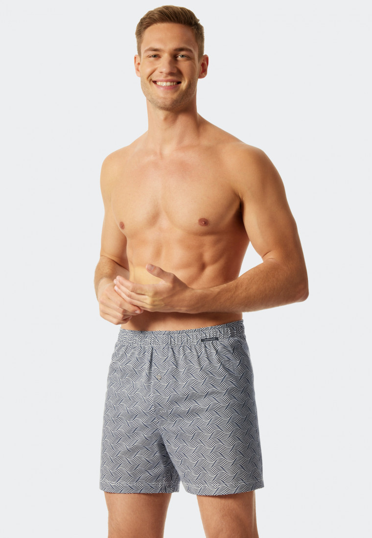 Boxershort jersey 2-pack effen patroon donkerblauw/grijs  Fun Prints