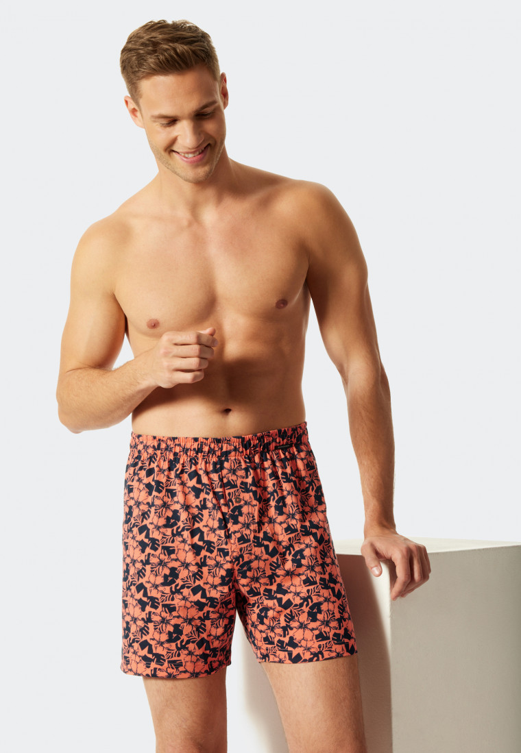 Boxer shorts jersey 2-pack solid-colored pattern dark blue/orange - Fun Prints