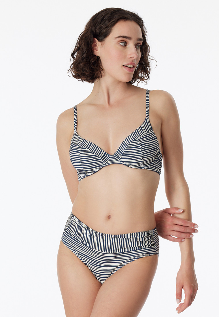 Bikini con ferretto e spalline regolabili Midi Brief a righe multicolore - Ocean Dive