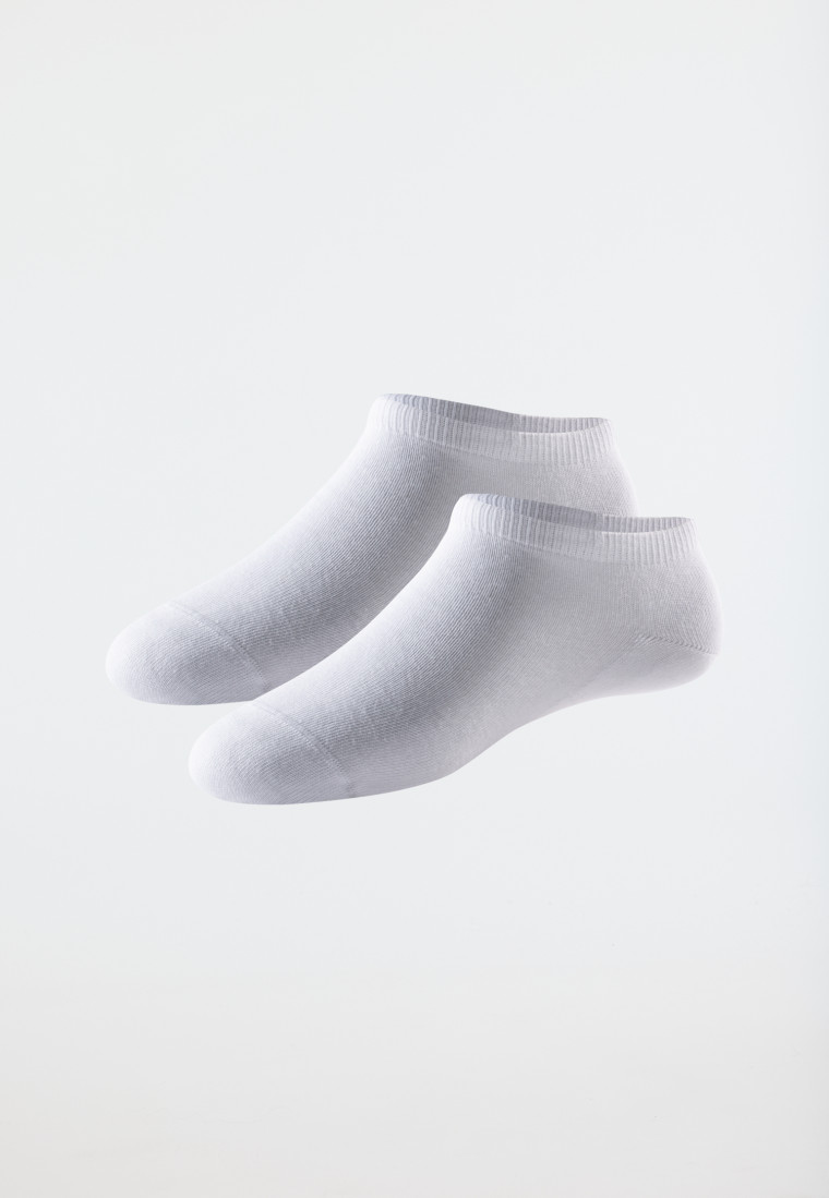 Calzini per sneakers da donna in cotone biologico in confezione doppia, colore bianco - 95/5