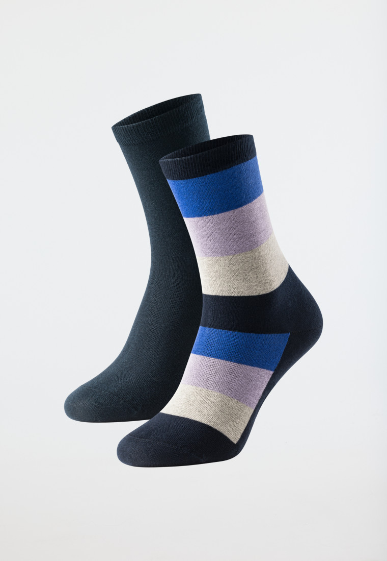 Chaussettes pour femme lot de 2 uni/rayé multicolore - Long Life Cool