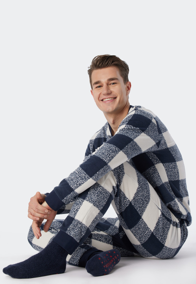 Geschenkset Schlafanzug Socken schwarz-weiß kariert - X-Mas