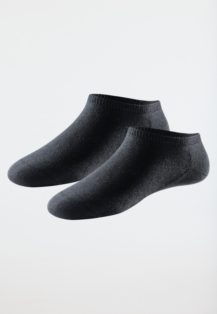 Confezione da 2 paia di calzini da sneakers per uomo in cotone biologico, nero - 95/5