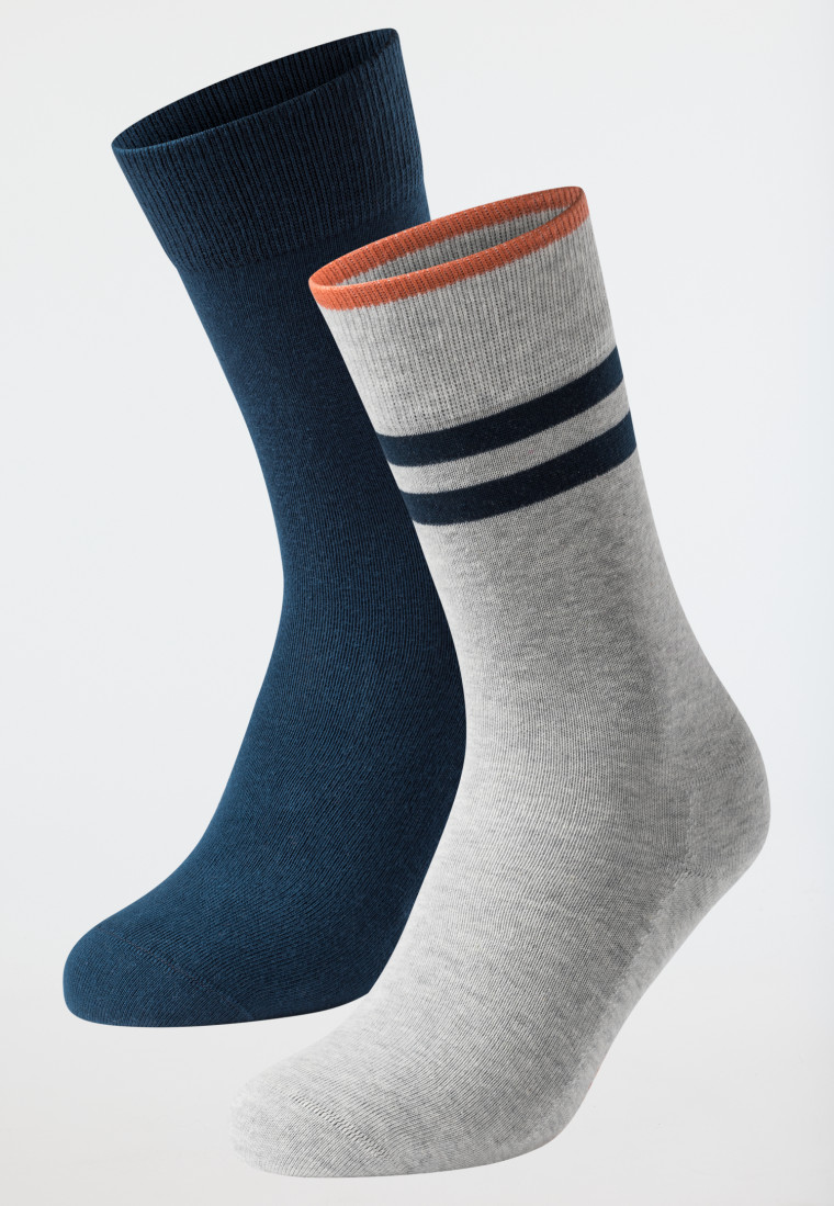 Men's socks 2-pack organic cotton taupe/denim blue - 95/5