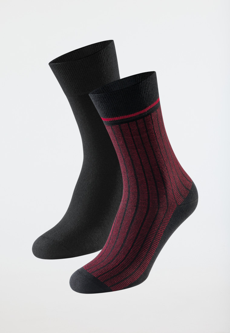 Herrensocken 2er-Pack Pima Baumwolle dunkelrot/ schwarz - Long Life Cool