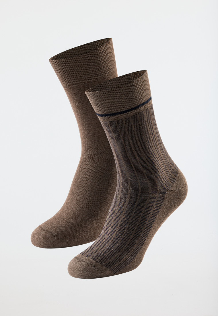 Herrensocken 2er-Pack Pima Baumwolle havanna - Long Life Cool