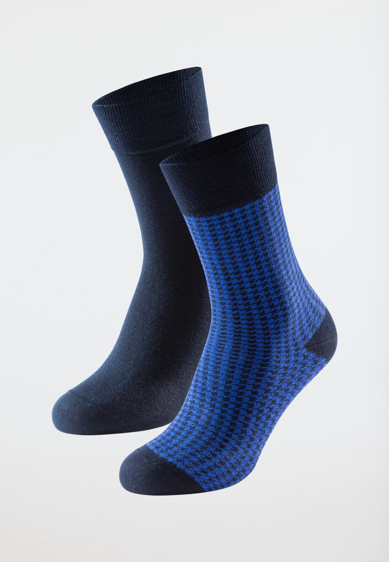 Chaussettes pour homme lot de 2 coton Pima uni imprimé bleu nuit