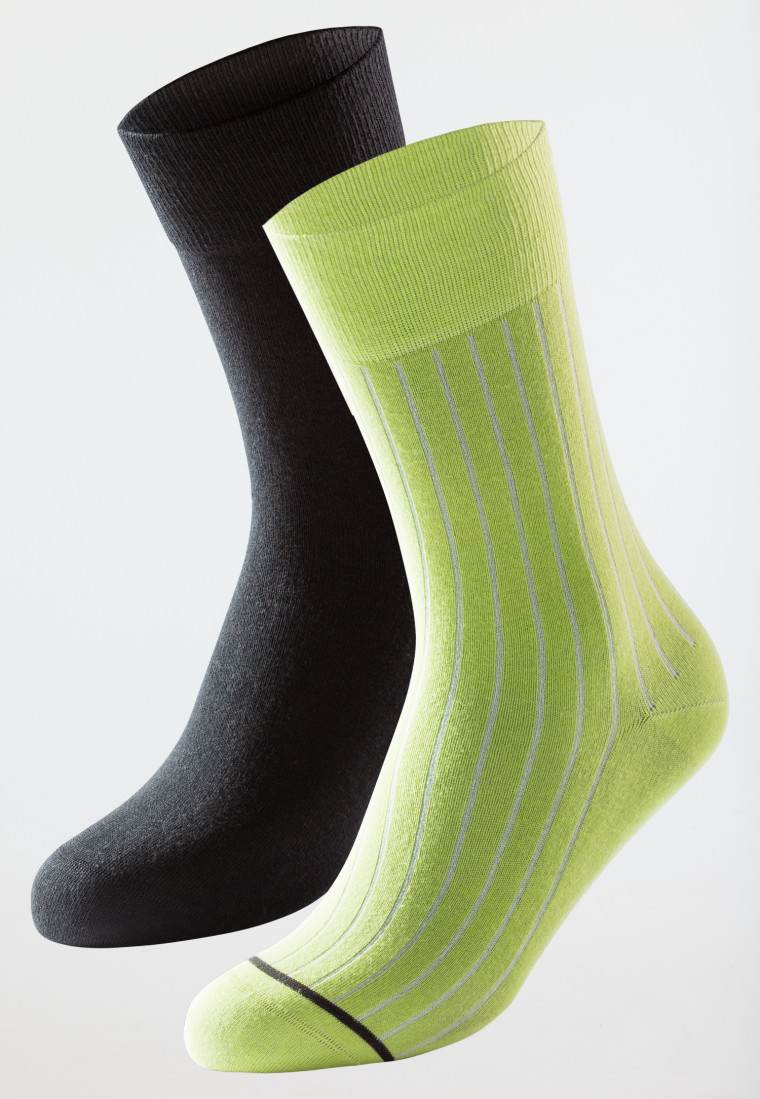 Men's socks 2-pack stripes lime/midnight blue - Long Life Cool