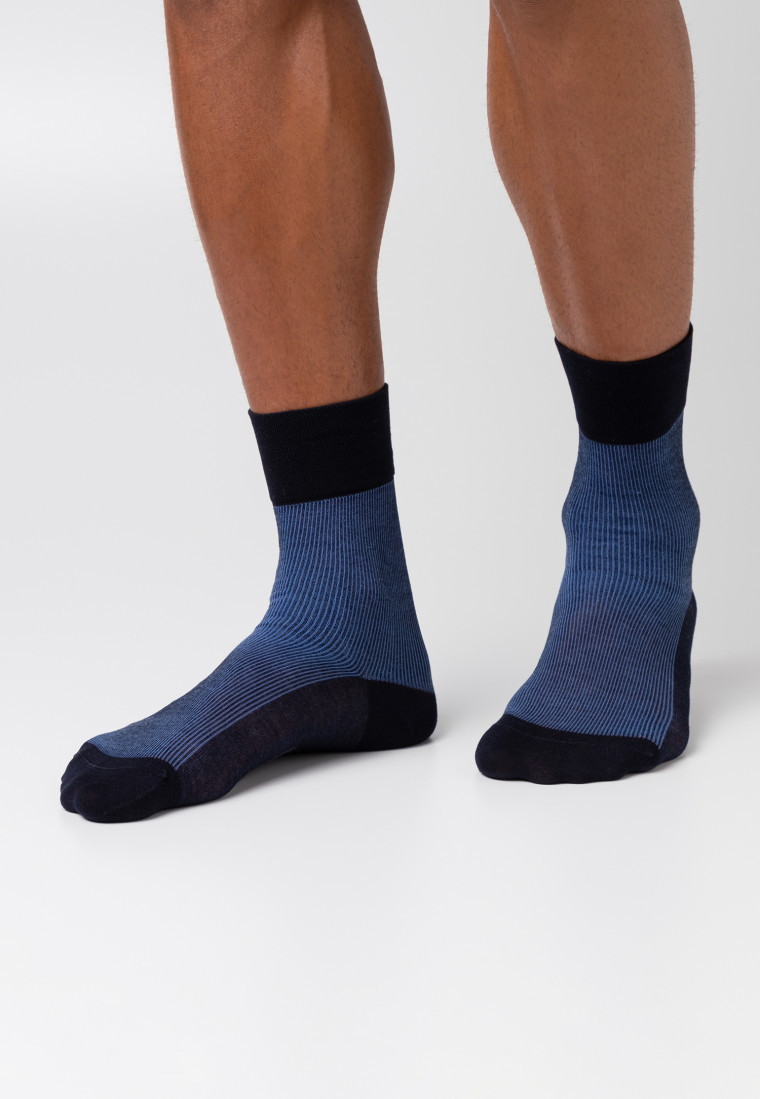 Men's socks mercerized cotton striped pattern midnight blue - selected! premium