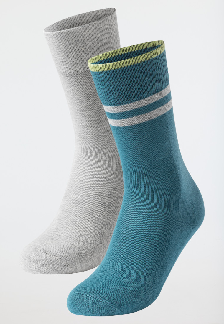 Chaussettes pour homme Lot de 2 Coton biologique Colour Blocking gris/bleu - 95/5