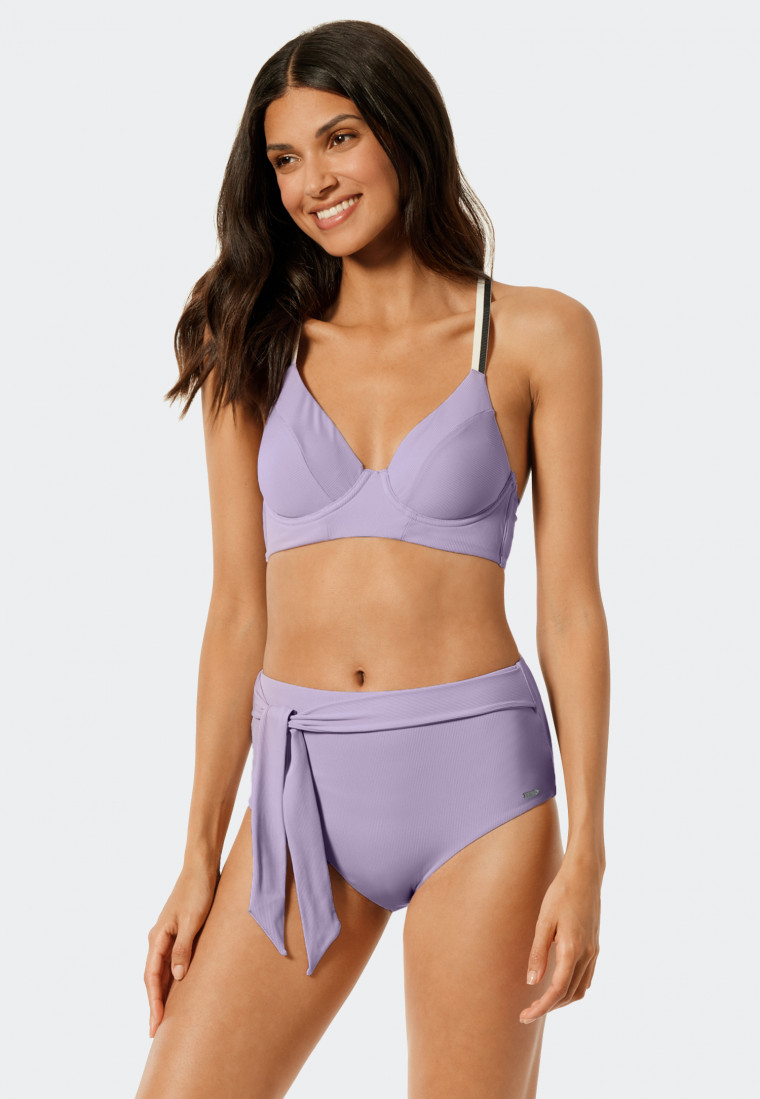 Bikinislip met hoge taille gevoerd met bindceintuur paars  California Dream