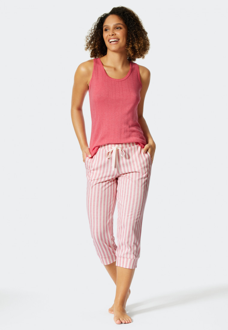 Pantaloni a 3/4 a righe, modal, rosa - Mix + Relax