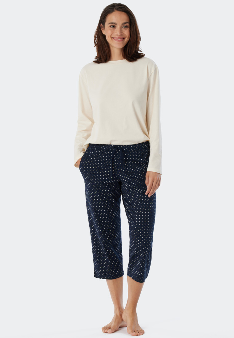 Pantalon 3/4 pois bleu foncé - Mix+Relax