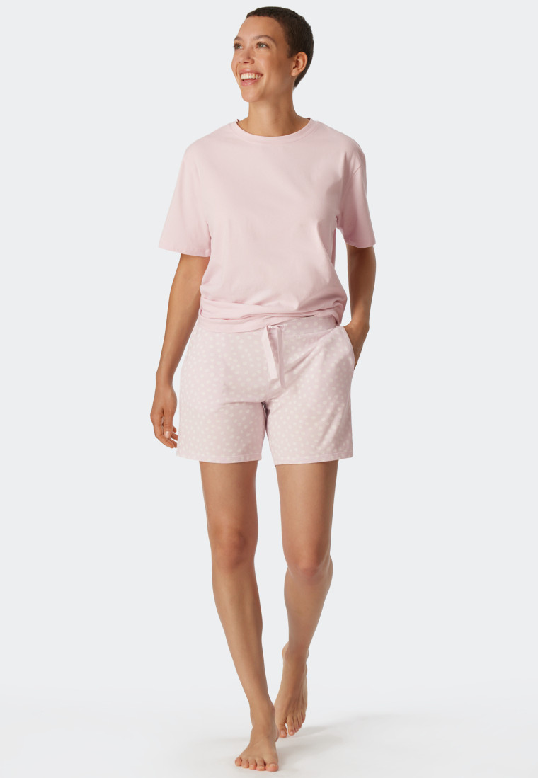 Broek kort modal stippen powder pink - Mix+Relax