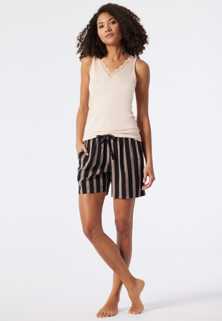 Pants short woven viscose stripes black - Mix & Relax