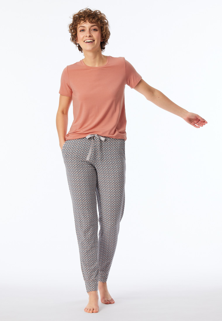 Schiesser Hose lang Bündchen multicolor floral gemustert - Mix+Relax