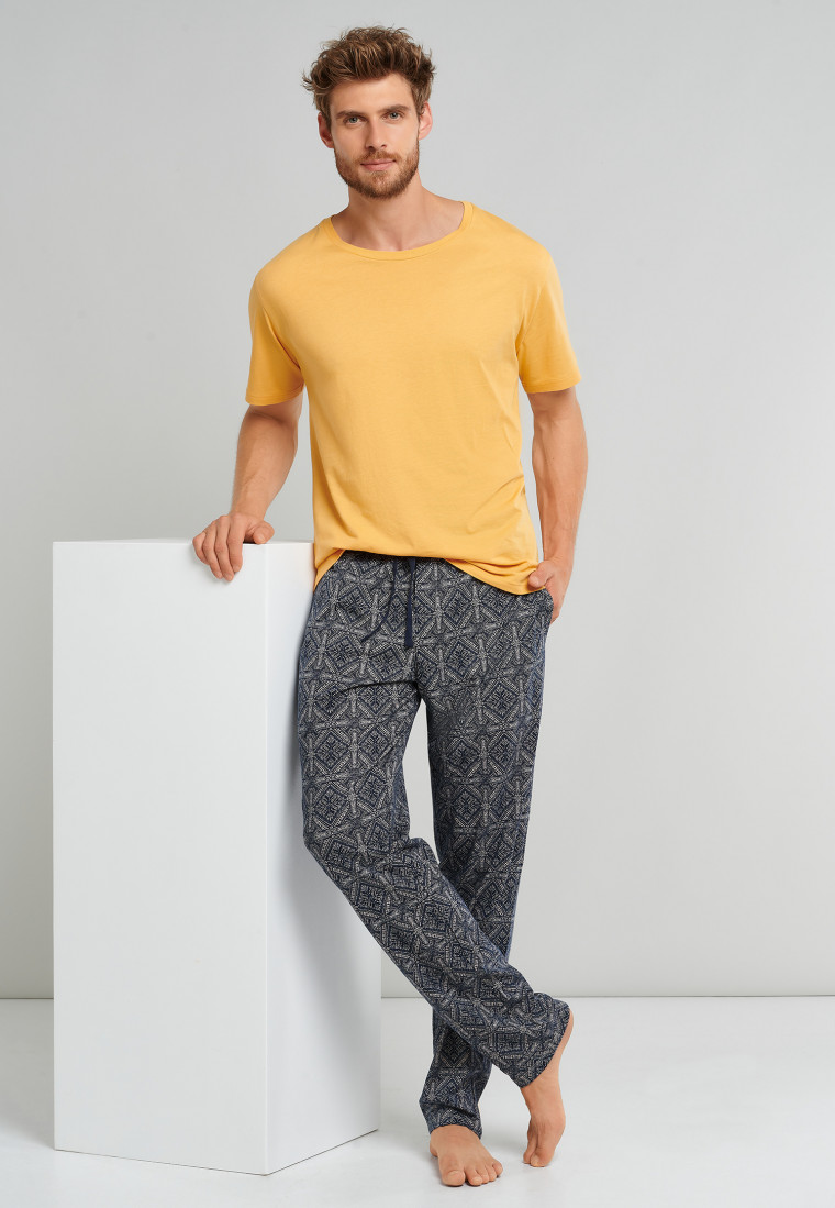 Pantalon long interlock fin beige à motifs - Mix & Relax