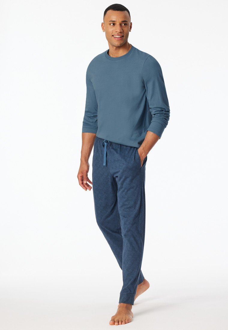 Hose lang Jersey Bündchen atlantikblau gemustert - Mix+Relax