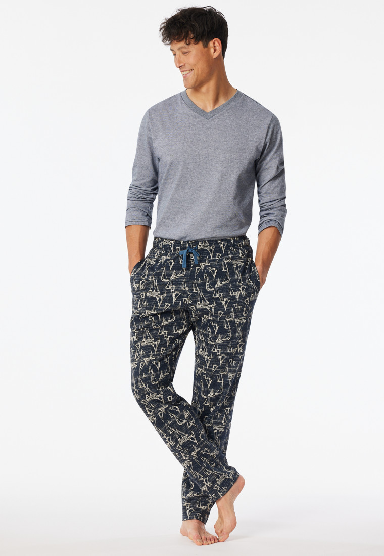 Long nautical patterned pants navy - Mix+Relax