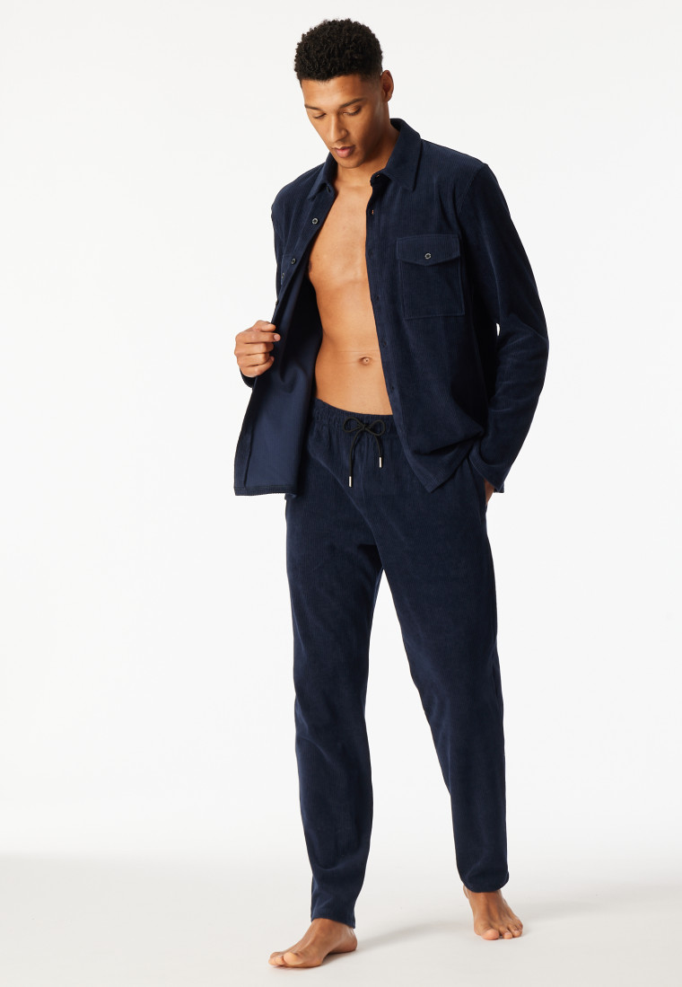 Pantaloni lunghi in velluto blu notte - Mix+ Relax