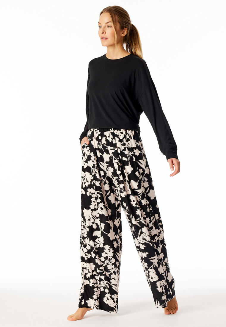 Hose lang Viskose-Webware Blumen multicolor  Mix+Relax