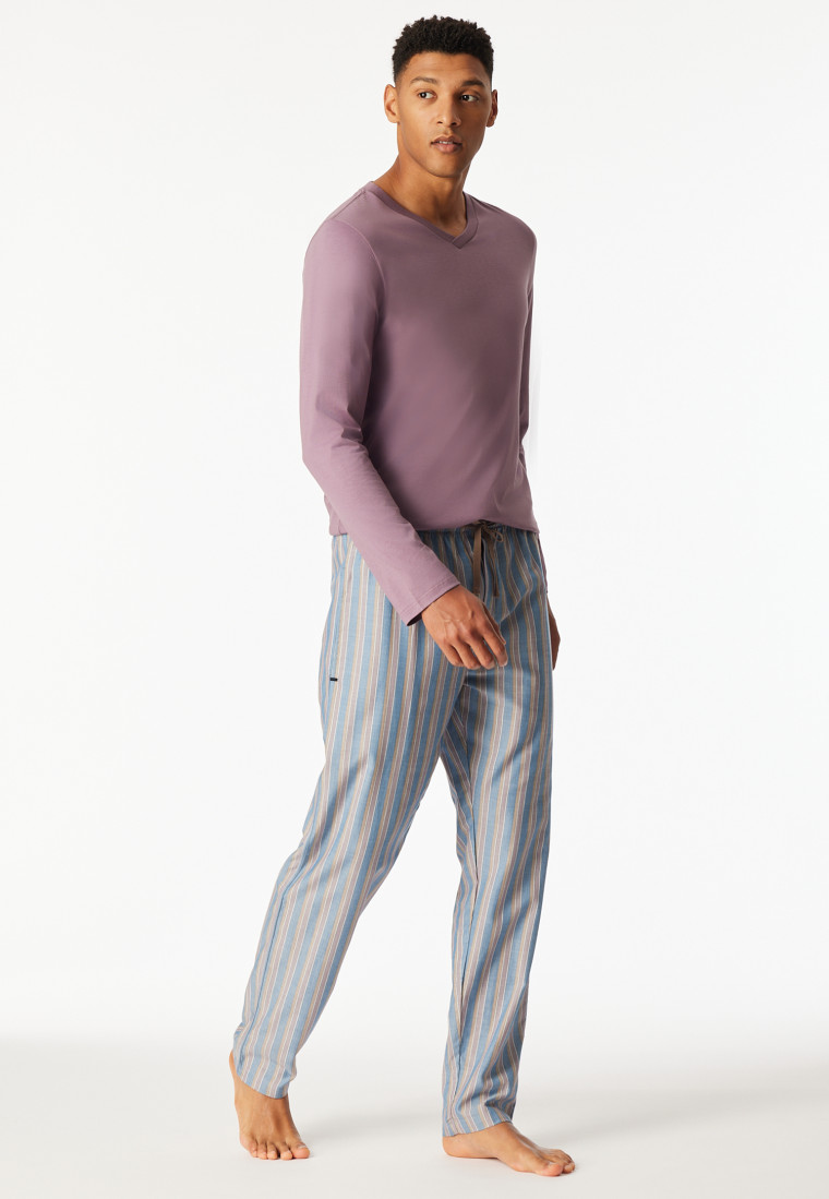 Lange geweven broek blauw gestreept - Mix+ Relax