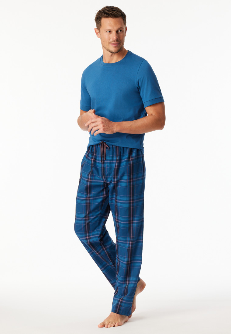 Lange donkerblauw geruite geweven broek - Mix+ Relax
