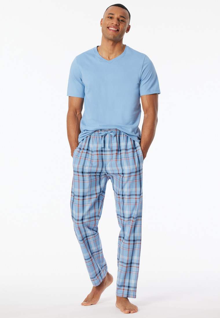Hose lang Webware pacific blue kariert - Mix+Relax