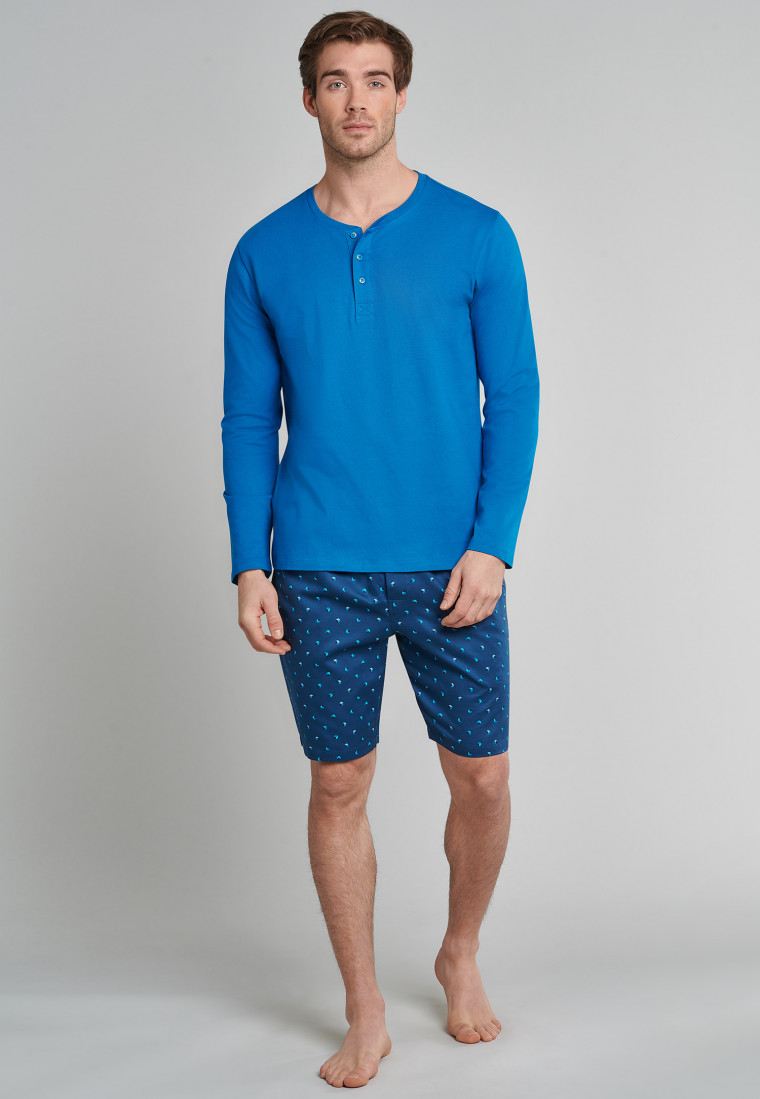 Long boxers woven fabric blue-gray patterned - Mix & Relax