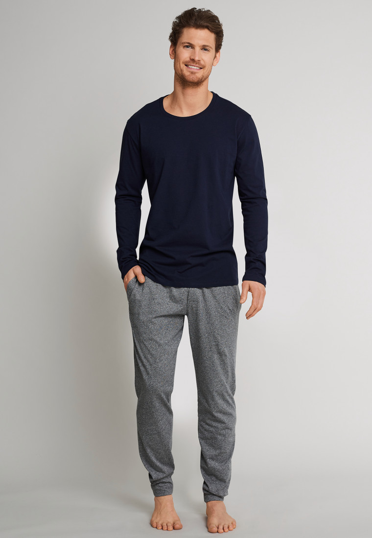 Loungehose lang Jersey Bündchen dunkelgrau meliert - Mix & Relax Cotton