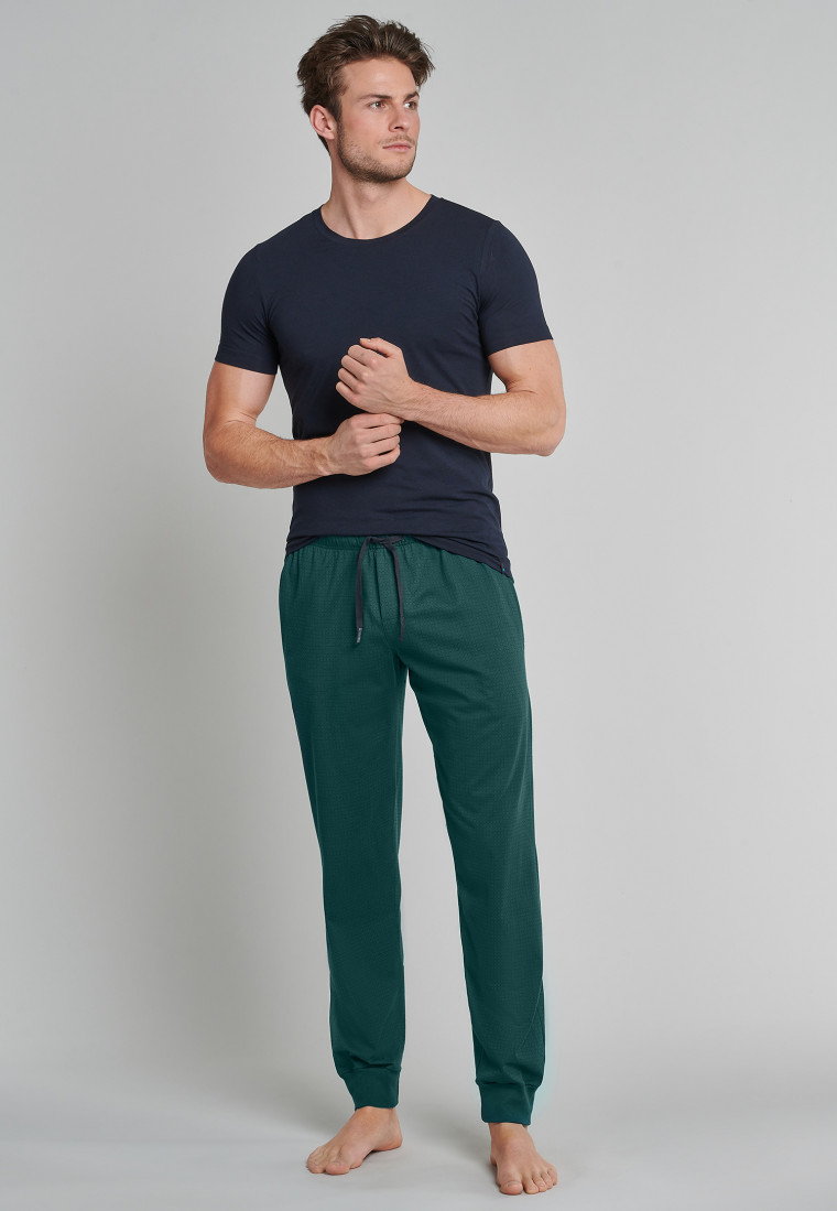 Loungehose lang Jersey Bündchen dunkelgrün - Mix+Relax