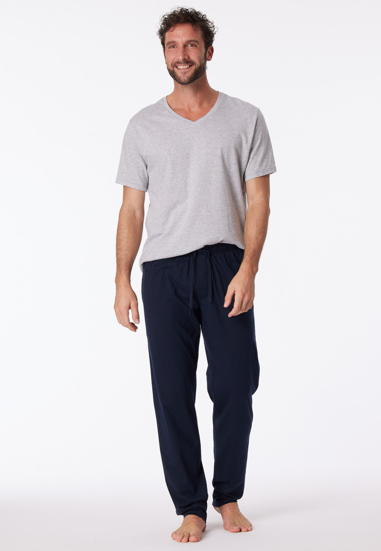 Loungehose lang Jersey dunkelblau - Mix+Relax | SCHIESSER