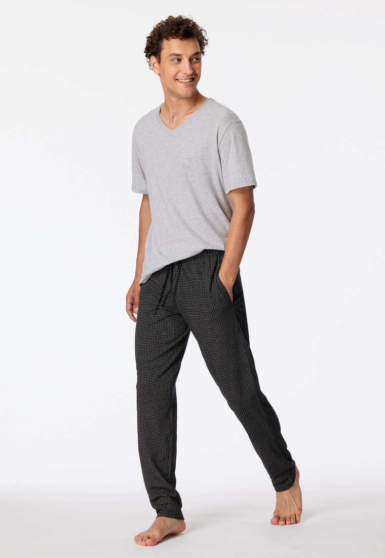 Schiesser Loungehose lang Jersey schwarz gemustert - Mix+Relax