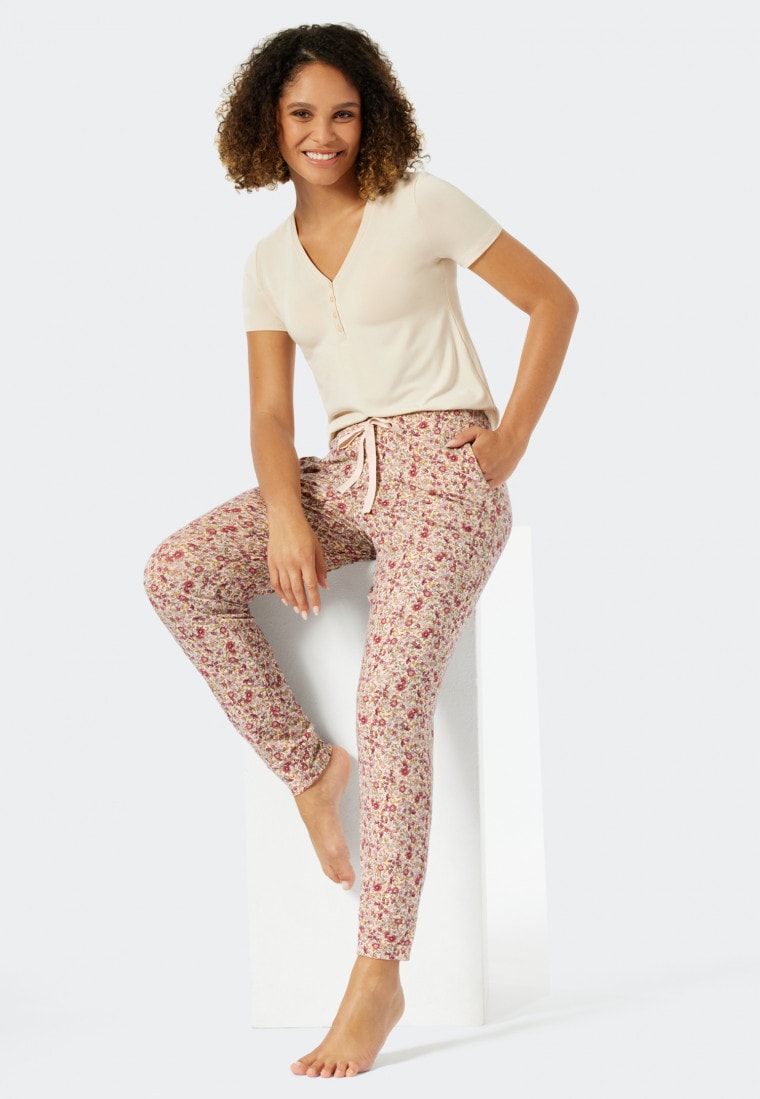 Lounge pants long modal cuffs black 
