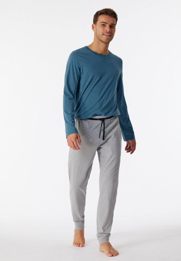 Loungehose lang Organic Cotton Bündchen Streifen grau-meliert - Mix+Relax