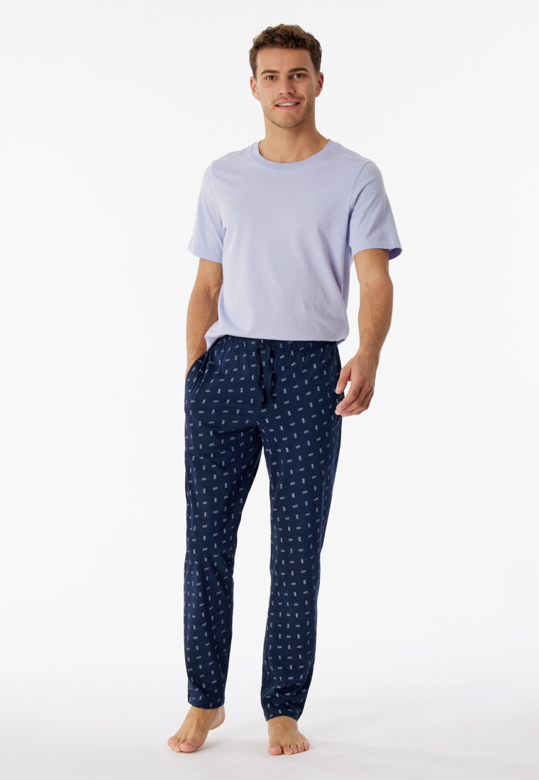Pantalon d'intérieur long coton bio lilas imprimé - Mix+Relax
